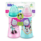 Kit 2 Copos Bico De Silicone Minnie Mickeydisney Lillo 300ml