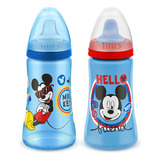 Kit 2 Copos Colors Bico De Silicone Disney Mickey Azul Lillo