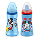 Kit 2 Copos Colors Bico De Silicone Disney Mickey Azul Lillo