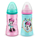 Kit 2 Copos Colors Bico De Silicone Disney Minnie Rosa Lillo