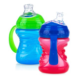 Kit 2 Copos Para Desmame Alça Bico Silicone Menino Nûby Cor Azul/vermelho