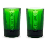Kit 2 Copos Verde Pequenos Vidro Licor Tequila Jagermeister 