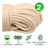 Kit 2 Corda Varal Teto Algodão Resistente Trançada 15m X 5mm Cor Branco