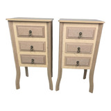 Kit 2 Criado 3 Gavetas Madeira Decoração Enfeite Mdf Cru