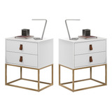 Kit 2 Criado Estilo Industrial 45cm Unic Pes Ferro Dourado