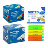Kit 2 Cx Giz Escolar Giotto C/100 (color/branca) + Porta Giz