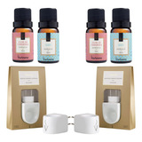 Kit 2 Difusores Elétricos Bivolt Em Cerâmica + 4 Essências