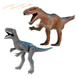 Kit 2 Dinossauros Velociraptor + Indominus Rex Furious C/som