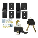Kit 2 Dobradiças Pretas + 1 Fecho Capô Buggy Gurgel Preto
