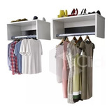 Kit 2 Dois Cabideiro Arara De Roupas Em Madeira Closet 120cm
