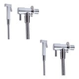 Kit 2 Ducha Higiênica Luxo Metal Completa Acabamento Cromado