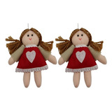 Kit 2 Enfeites Anjo Coração Decoração Pendente Árvore Natal