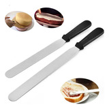Kit 2 Espátula Confeiteiro Reta Inox Bolo Torta Profissional