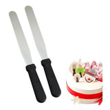 Kit 2 Espátula Confeiteiro Reta Inox Bolo Torta Profissional