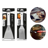 Kit 2 Espátulas Inox Reta Chapeiro E Cozinha P/ Lanche Pizza