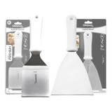 Kit 2 Espátulas Lanche Reta E Curva Inox Chapeiro E Cozinha