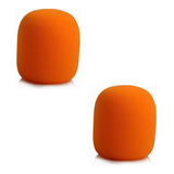 Kit 2 Espumas Para Microfone De Mão Sm58 Laranja Espuma