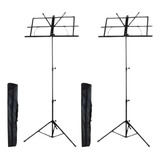 Kit 2 Estante De Partitura Desmontável Preta Com Bag Smart