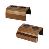 Kit 2 Esteiras Porta Copos Controle Braço Sofá Mdf Caramelo