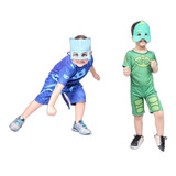 Kit 2 Fantasias Infantil Pj Mask Short Menino Gato Lagartixo