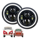 Kit 2 Farol Angel Eyes Defender Led Jeep Troller Fusca Kombi