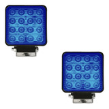 Kit 2 Farol De Milha 16 Leds 12v 24v 48w Quadrado Azul Top