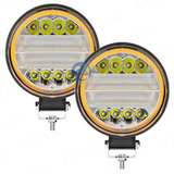 Kit 2 Farol De Milha Redondo Led 12-24v Trator Agricola 72w