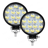 Kit 2 Farol Led Redondo Milha 42w 14 Leds Carro Jeep 12v/24v