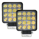 Kit 2 Farol Milha Quadrado 16 Led 12v24v 48w Off-road Branco