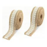 Kit 2 Fita De Juta Com Renda Branca 4,5cmx9,5m P/decoração Cor Branco