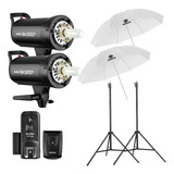 Kit 2 Flash Estúdio Godox Sk300ii 600w Completo 110 Ou 220v