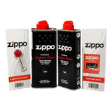 Kit 2 Fluido + Pedra + Pavio Para Isqueiro Zippo Original