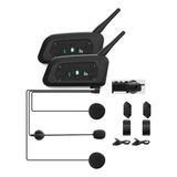 Kit 2 Fone Intercomunicador V6 Pro Bluetooth Capacete Moto 