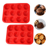 Kit 2 Forma Silicone Cupcake 12 Cavidade Petit Gateau Empada