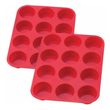 Kit 2 Forma Silicone Cupcake Empada 12 Cavidades