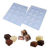 Kit 2 Formas Para Chocolate Simples Bombons Quadrados