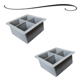 Kit 2 Formas Silicone Gelo C Tampa 4 Cubo Grande Drink Whisk