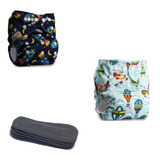 Kit 2 Fraldas Sunga Natação Piscina Bebê + 2 Abs Carvão