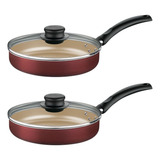 Kit 2 Frigideiras Antiaderente C/ Tampa De Vidro 22cm 1,7l
