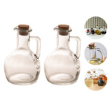 Kit 2 Galheteiro Azeite E Vinagre Vidro Tampa Cortiça 180ml