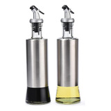 Kit 2 Galheteiro Porta Azeite Vinagre Em Inox E Vidro 300ml