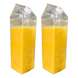 Kit 2 Garrafa Grande Caixa Leite Suco Água Acrílica 1 Litro