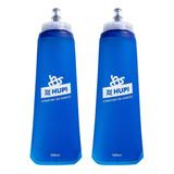 Kit 2 Garrafas Dobrável Soft Flask Hupi 500ml Portátil Cor Azul