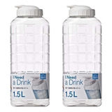 Kit 2 Garrafas Jarra Plástica Água Geladeira Lock&lock 1,5 L