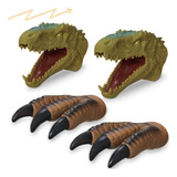 Kit 2 Garras Dinossauro + 2 Fantoches Tiranossauro Rex Vinil