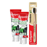Kit 2 Gel Dental Colgate Natural Extracts + Escova Bamboo