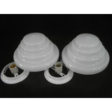 Kit 2 Globos Escadinhas Vidro Leitoso Plafonier Aluminio Bra