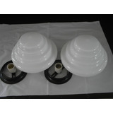 Kit 2 Globos Escadinhas Vidro Leitoso Plafonier Aluminio 