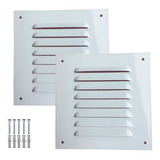 Kit 2 Grades Ventilação Quadrada Alumínio Branca 20x20cm