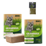 Kit 2 Graminhas Para Gato P/ Digestão E Pelos E 1 Catnip 1g